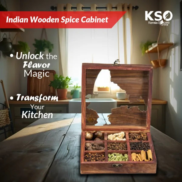 Indian Wooden Spice Cabinet - Image 3